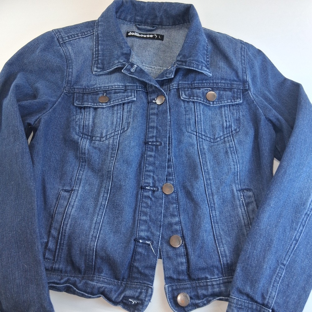 Dollhouse Denim Jacket Size L Pockets Button Up Collared